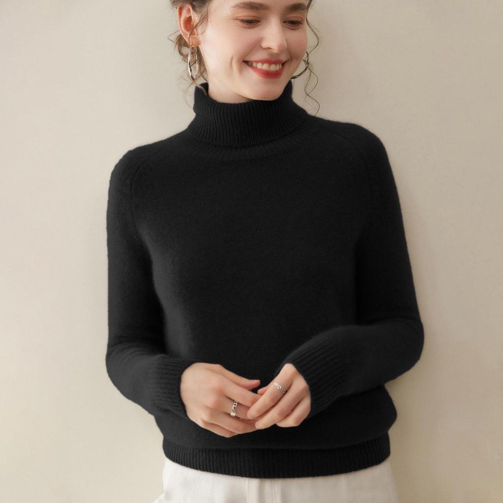 2025 Fall/Winter Women's High Neck Soft Five-Needle Thick Cashmere Sweater Base Layer