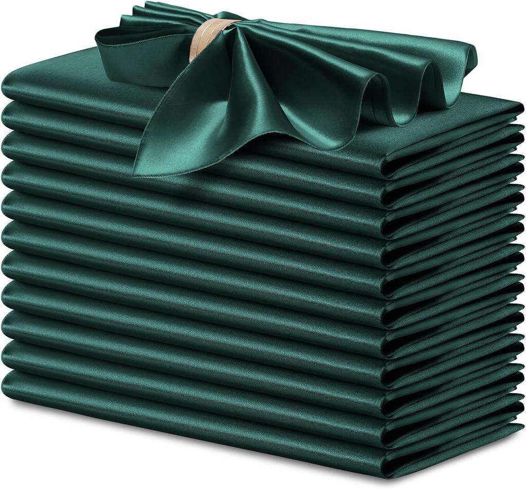 12 Pcs Satin Napkins 30x30cm, Square Smooth Dinner Napkins Silky Satin Cloth Napkins for Wedding Banquet Party Christmas Decor