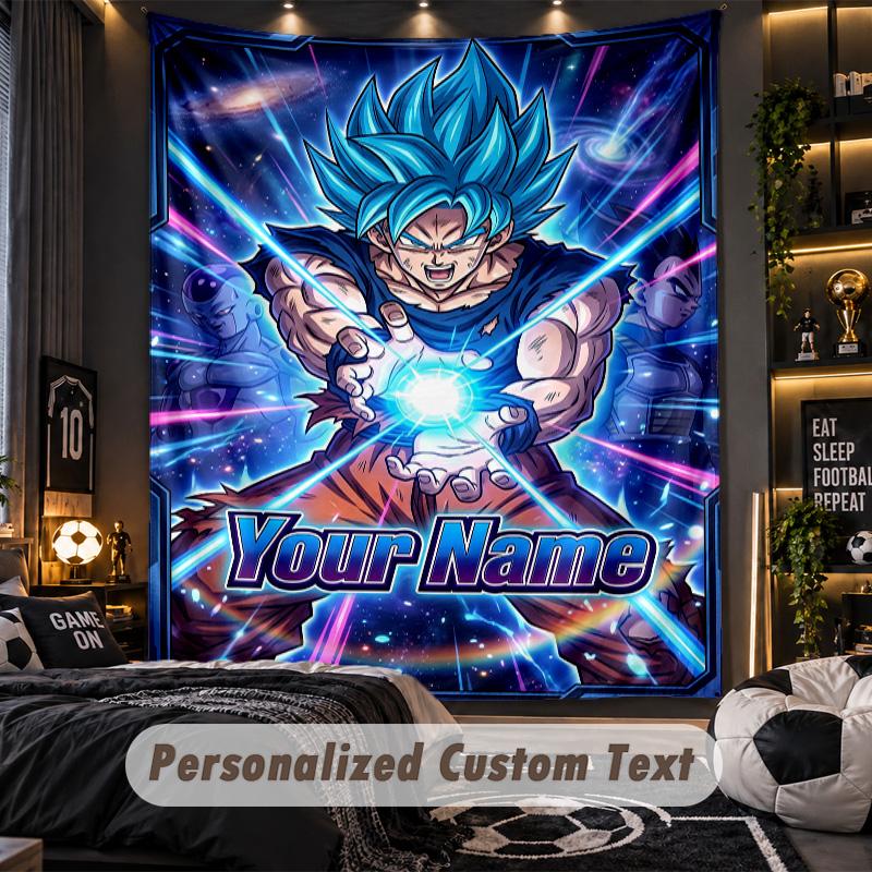 Personalized Wall Tapestry,Dragon Ball Custom Printed Name, Fabric Wall Art For Indoor Room Backdrop