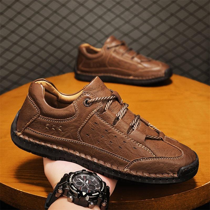 2025 summer popular hollow men's shoes breathable casual shoes flat leather shoes 48 large size loafers men's