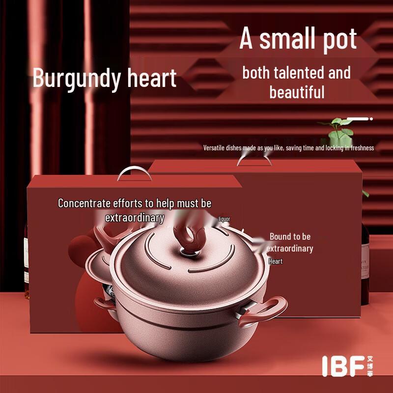 

IBF Wine Red Heart Iron Soup Pot
