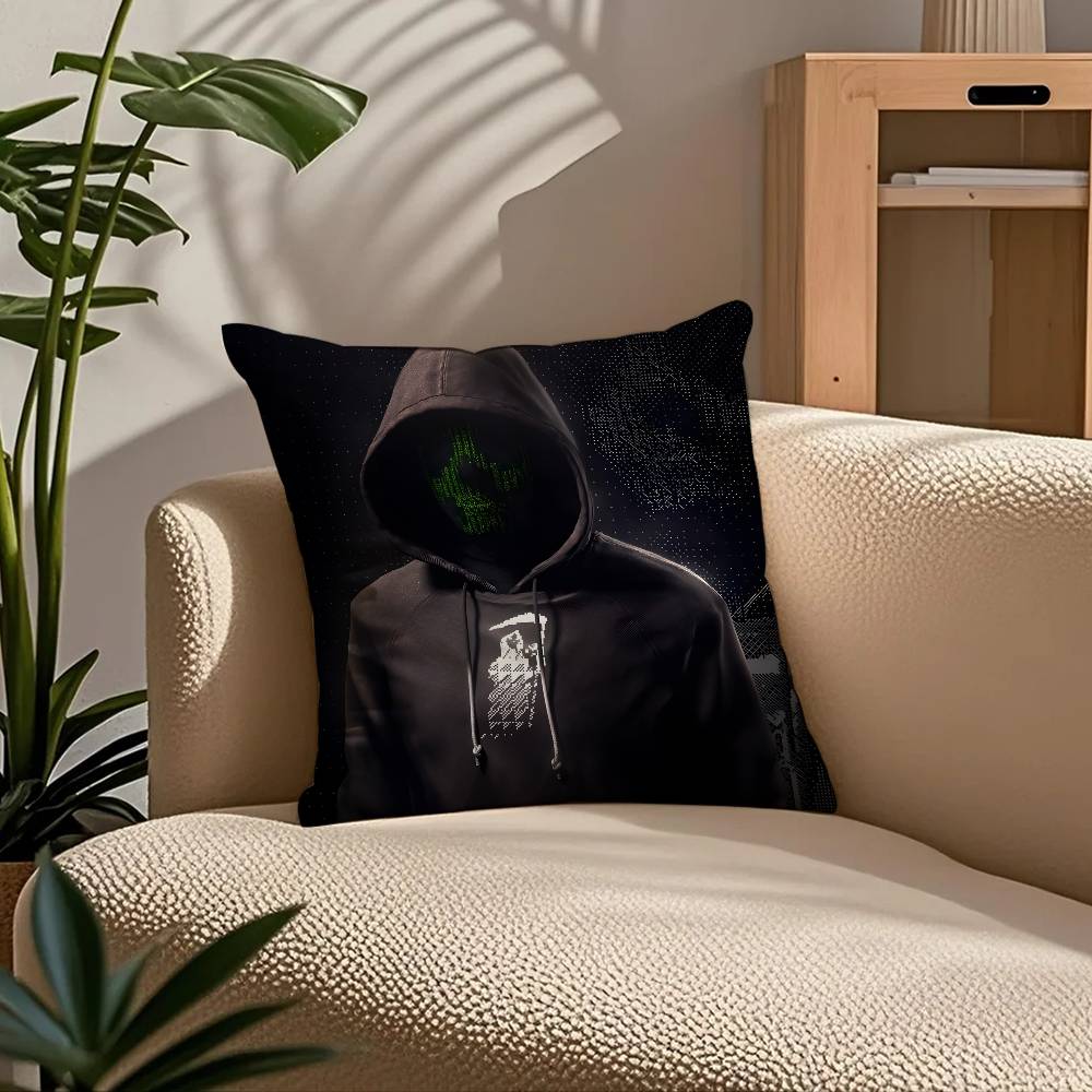 Game w-Watch Dogs 2 Pillow Case Comfort Sofa Bed Silky Elegant Invisible Zipper Custom Decorative Cushion Cover