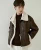 210Edit Unisex High-Neck Vegan Leather Shearling Jacket [Dark Khaki]_Zf4Jp041