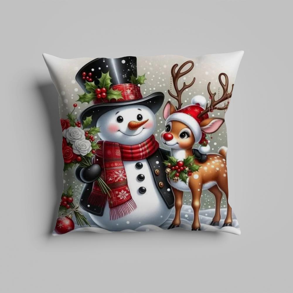 

Pillow Case luxurious home office, sofa decorative Multi sized car seat cushions, pillowcases christmas deer Snowman cute 12x12Inch