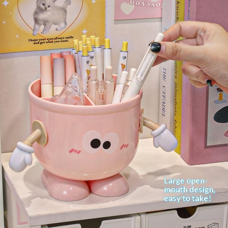 Cartoon Große Augen Stiftehalter Mit Haken Tisch Niedlich Schreibwaren Aufbewahrungsbox Stiftehalter Ständer Schüler Kinder Mädchen Schreibtischorganizer
