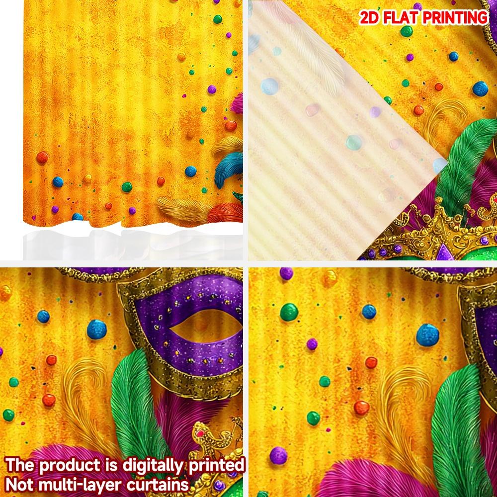 2D Flat Printing 2pcs Curtain Party Curtain Mardi Gras Colorful Masks(1) Digital Printed Polyester Drapes All Season Party &