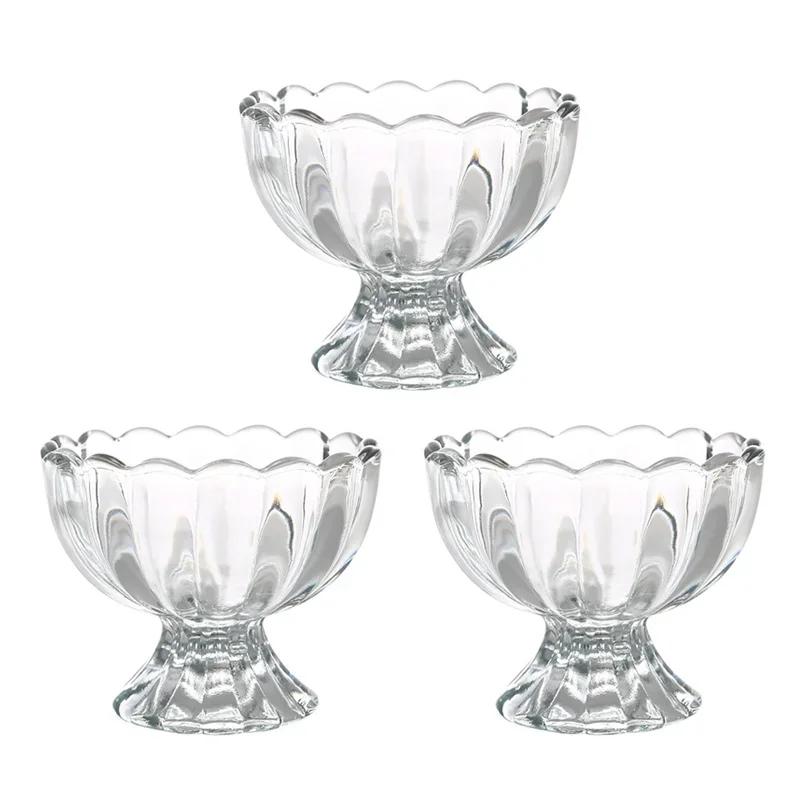 Petal Shape Ice Cream Yogurt Glass Cup Summer Pudding Dessert Cups Snack Nut Fruit Salad Bowl Wine Glass for Home Dessert Shop