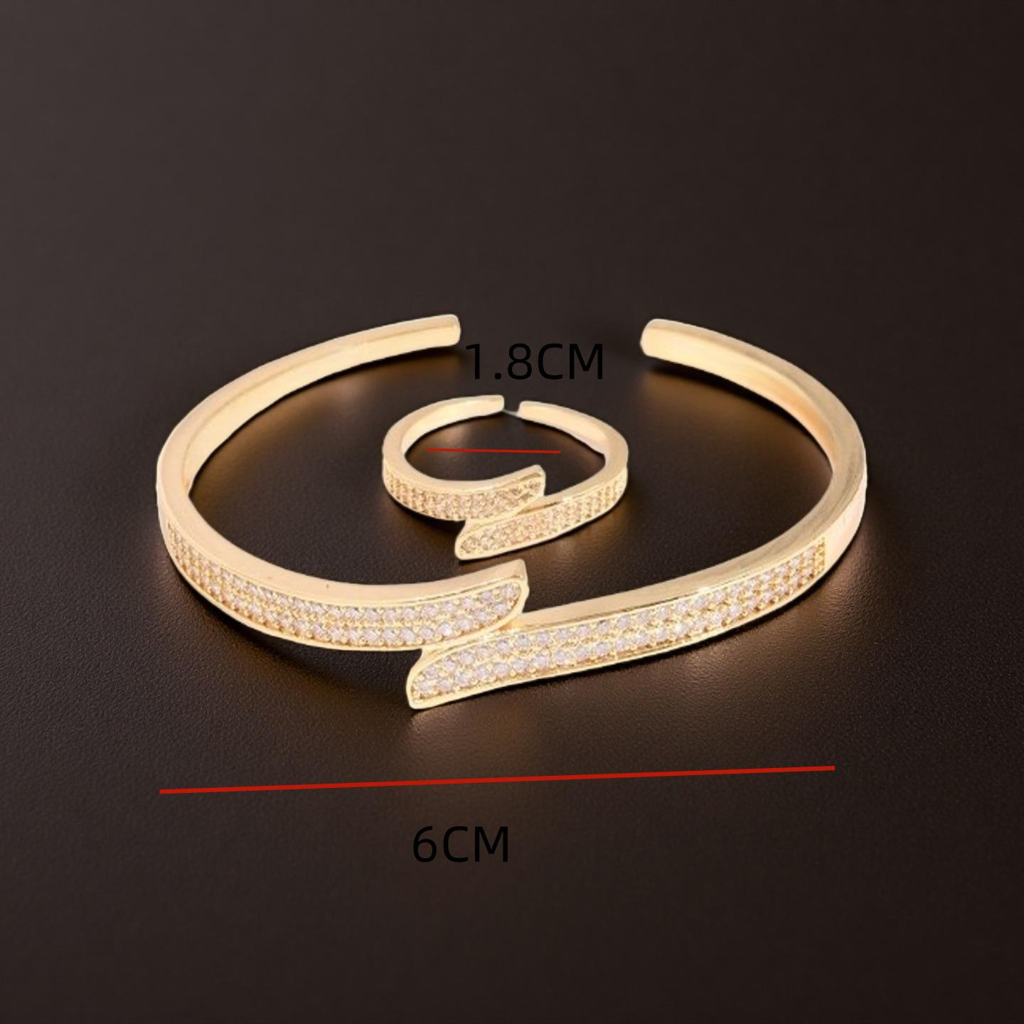 Hot-selling light luxury full diamond bracelet ring set personalized simple versatile jewelry wholesale