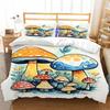 Cartoon Mushroom Pattern Bedding Set 2 Pcs With Closure Zipper, 3D Printed Reversible Duvet Cover Set With Pillowcases 75*50Cm