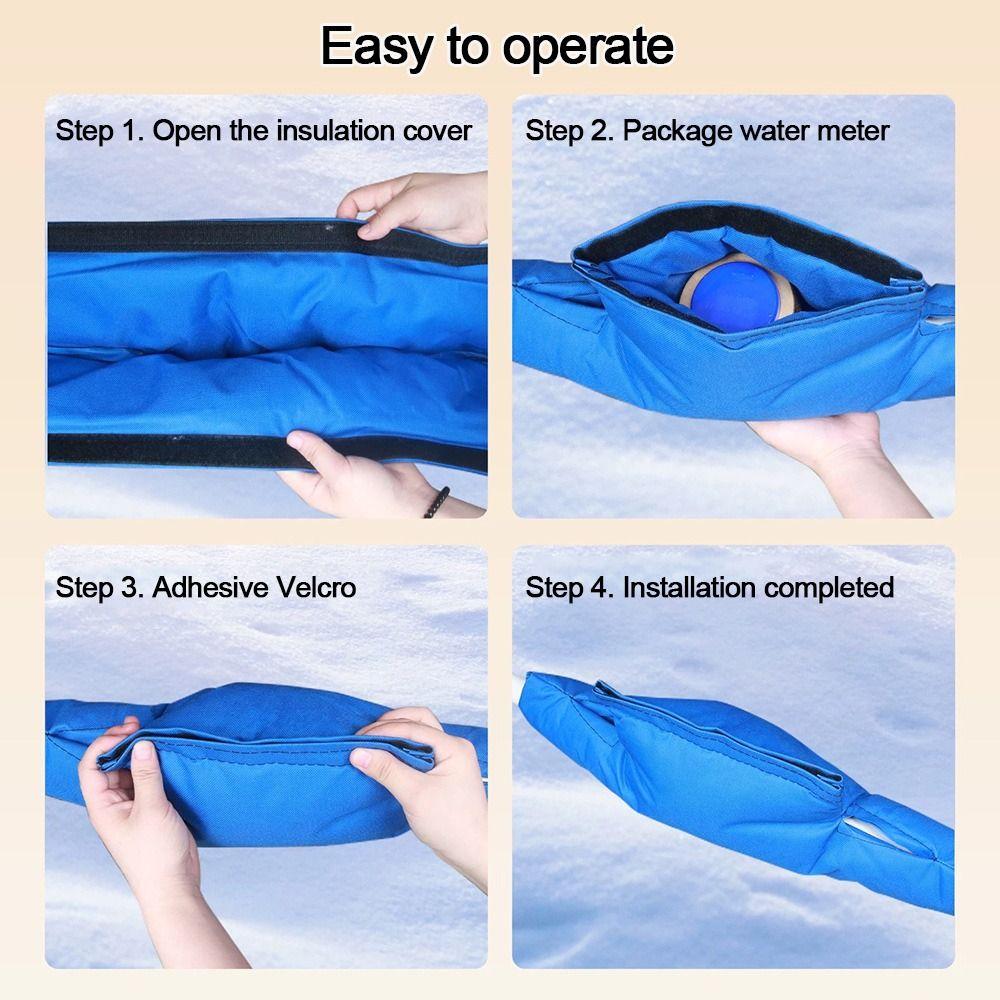 New Double Sided Waterproof Water Meter Insulation Cover Blue Detachable Antifreeze Cover 3 Way Pipe Freeze Protection Winter