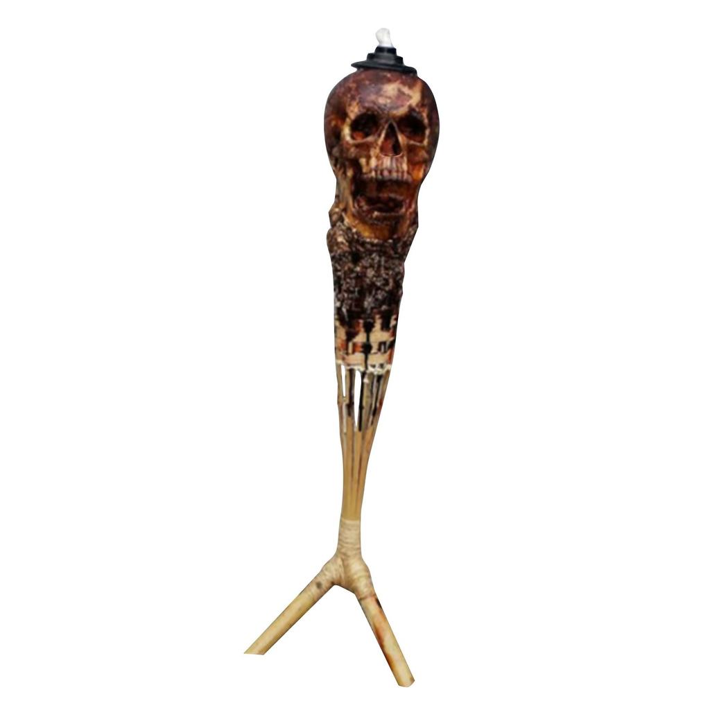 Highlighting A Macabre Head, This Torch Doubles As Eerie Decor And A Fire - Breathing Centerpiece. It With To Ignite, Casting Flickering Shad