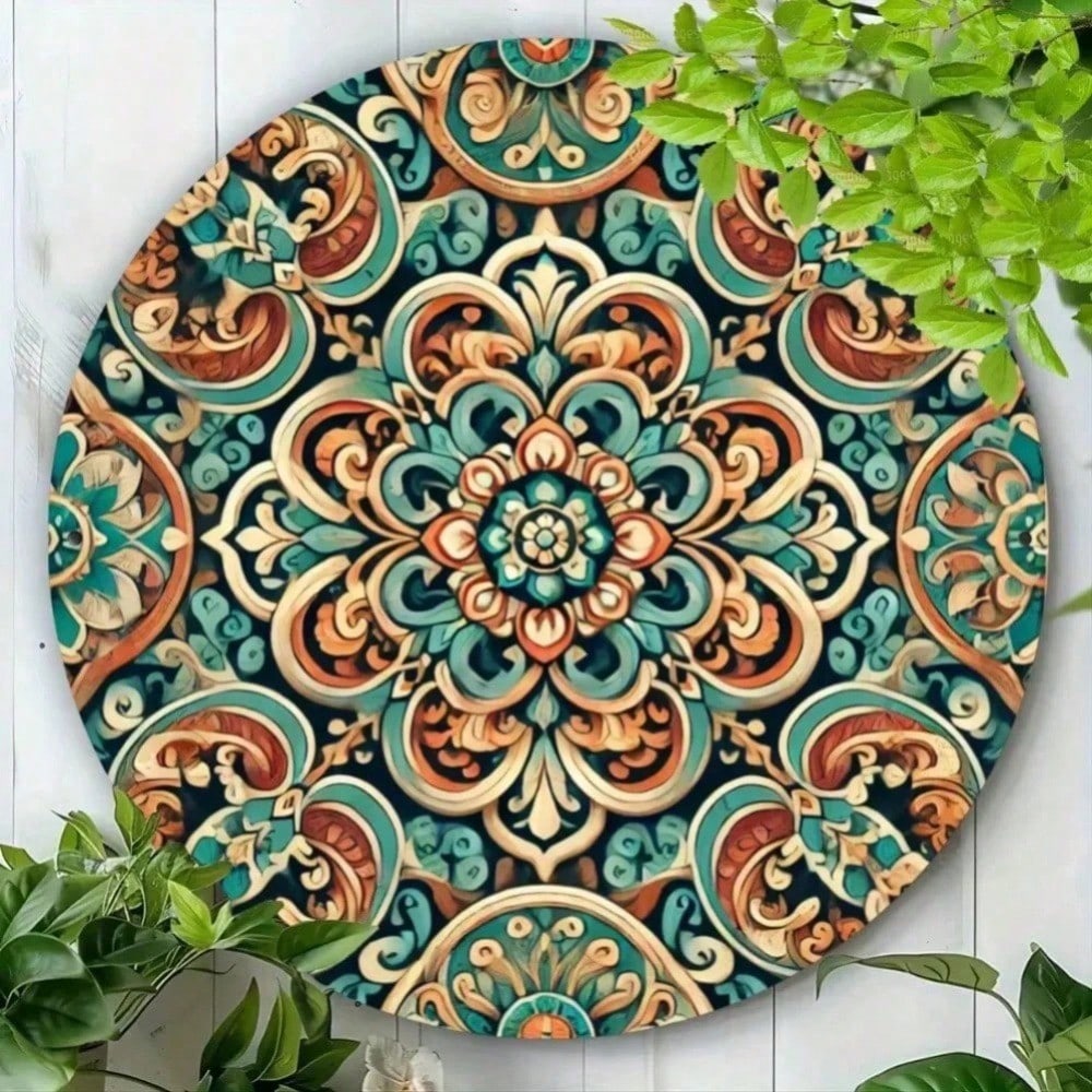 

Large Moroccan Floral Metal Wall Art, Vintage Boho Hanging Decor for Living Room, Bedroom, Kitchen, Bar, Cafe 20x20 разноцветный