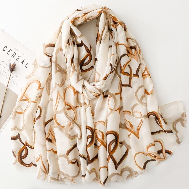 

Luxury Heart Designer Women Scarf Summer Beach Shawl Cotton Linen Feeling Tassel Pashmina Muslim Hijab Wrap Lady Viscose Scarf 88x180cm