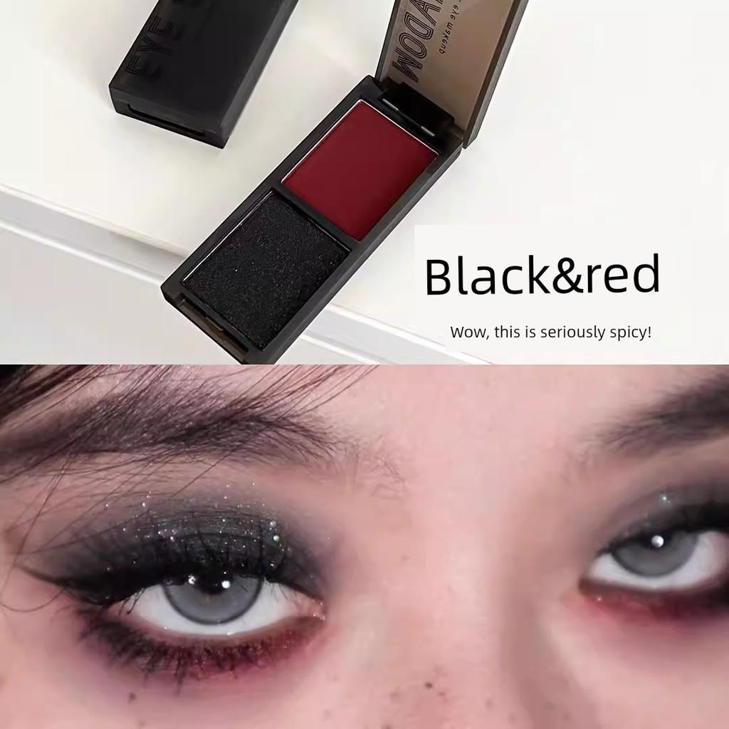 Dark Cool Pink and Black Two-Tone Eyeshadow, Sweet and Cool Matte and Pearlescent Gothic Dark Smoky Lazy Earthy Punk