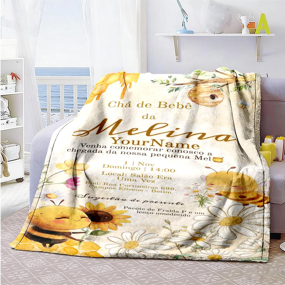 Biene Maja Customize Your Name Blanket Cozy Customizable Blanket Warmthful Decor Perfect for Office Office Chair Living Room Home Decor