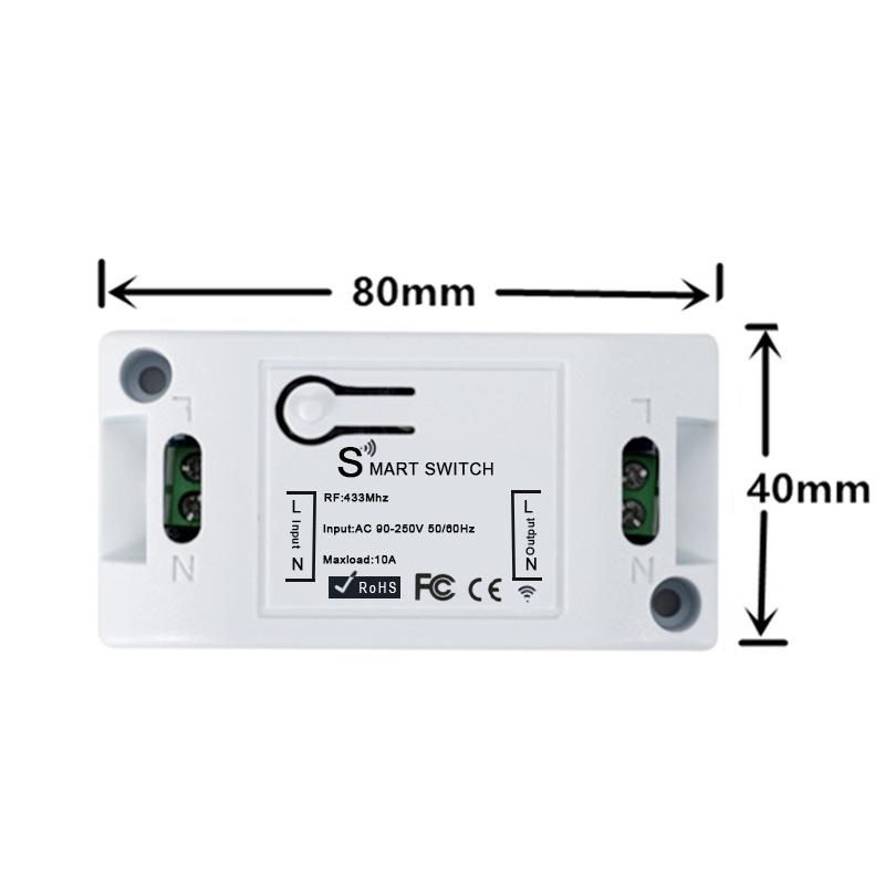 220V Wireless Single-Channel Remote Light Switch, Smart On-Off Panel, 433MHz, No Wiring Needed