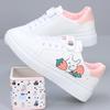 Women Casual Vulcanize Shoe Spring Autumn Leather Sneakers Fashion White Breathable Color Print Cute Rabbit Lace-Up Tennis Shoes