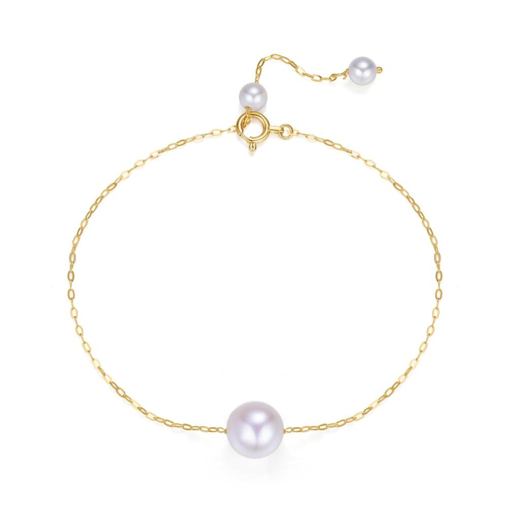 Akoya Pearl Bracelet handcrafted in Japan Natural Pearl Bracelet for 10k Everyday Wear [KOKO PEARL JEWELRY] Women, Gold, Bracelet, br75-10k-1