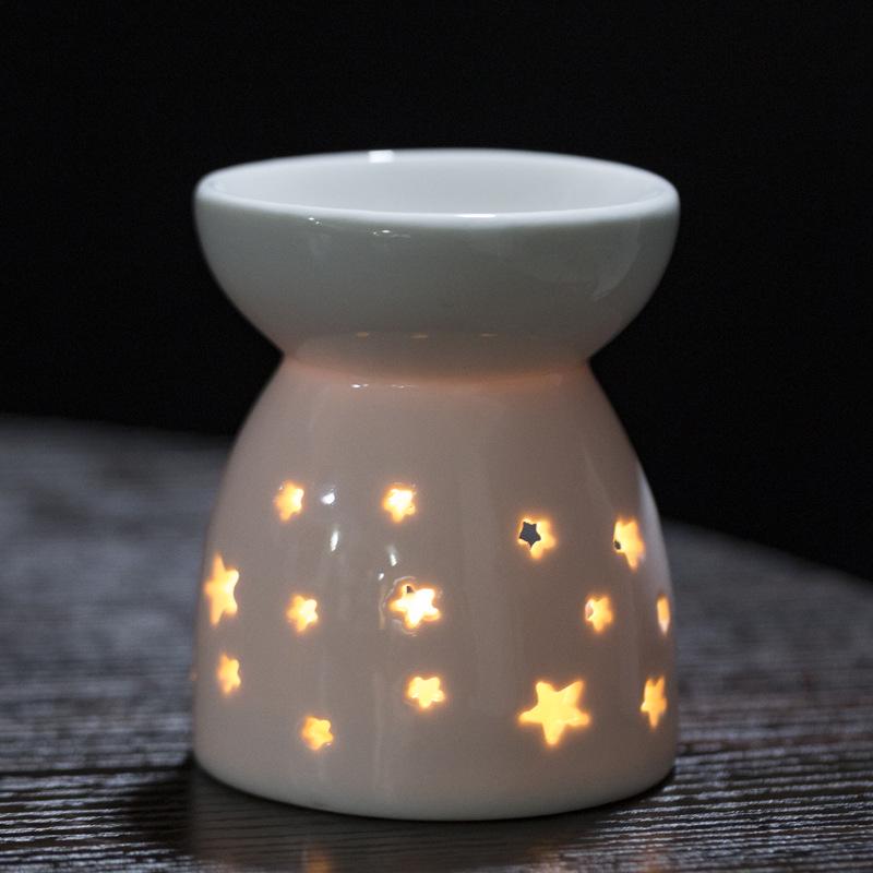 Modern Mini Sandalwood Ceramic Incense & Essential Oil Burner, Aromatherapy Lamp for Home