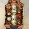 Women's long-sleeved loose-necked Halloween print casual top , suitable for holiday parties
