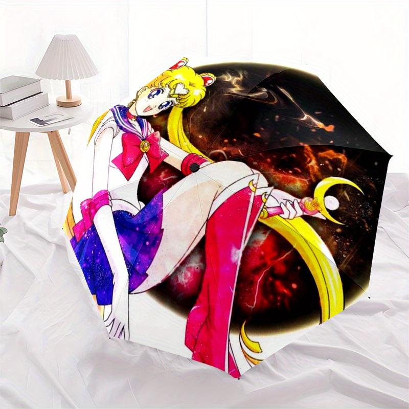 Sailor Moon Crescent Moon Brooch PinUmbrella, Portable 3-Fold Compact Umbrella for Men & Women Gift