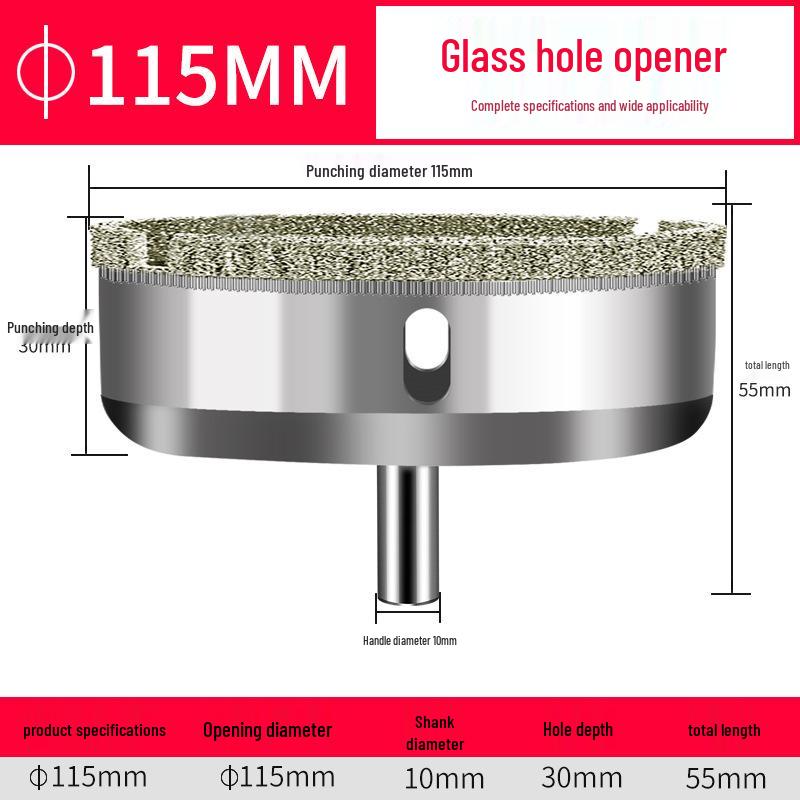 Emery Glass & Tile Drill Bit, 3-200mm Rotary Hole Saw for Marble