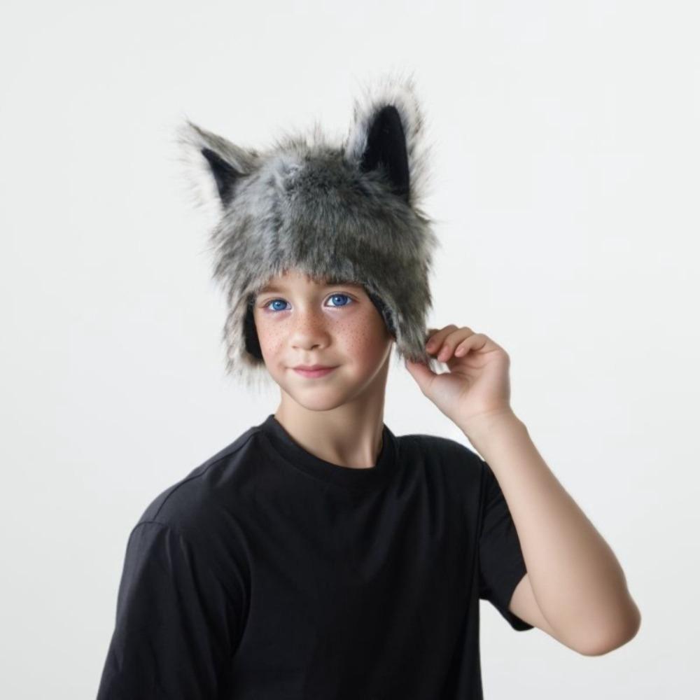 Hairy Werewolf Paw Mitten Fluffy Texture Wolf Hat with Ears Wolf Paw Cosplay Set Carnival Party