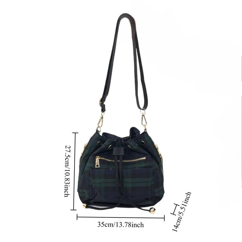 Women'S Splicing Multi-Pocket Shoulder Bag Drawstring Niche Design Trendy Shoulder Messenger Bag