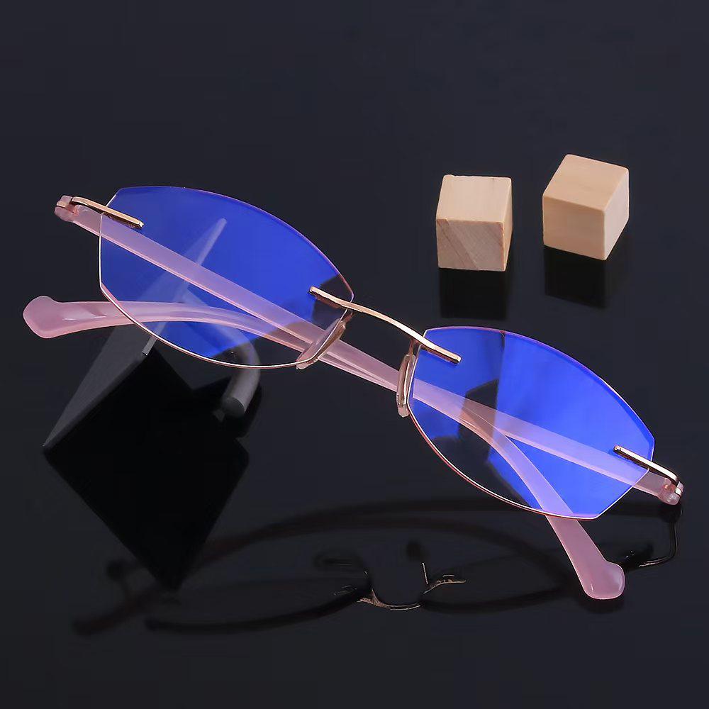 

Стильные ретро безободковые очки с высококачественными гранями алмазной огранки и защитой от синего света для женщин