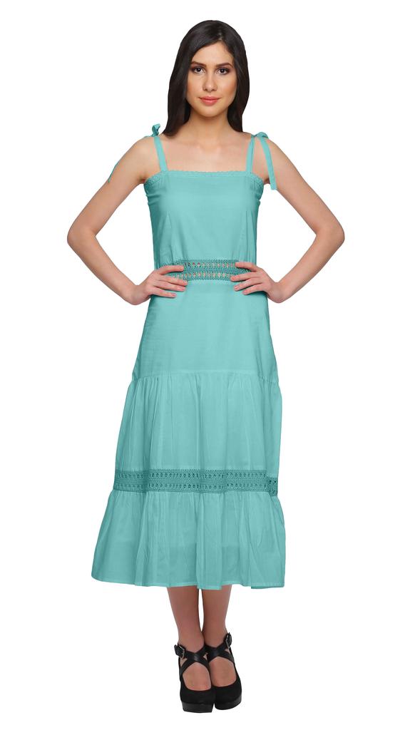 Moomaya Solider verstellbarer Schultergurt Damen Lässiges ärmelloses langes Kleid