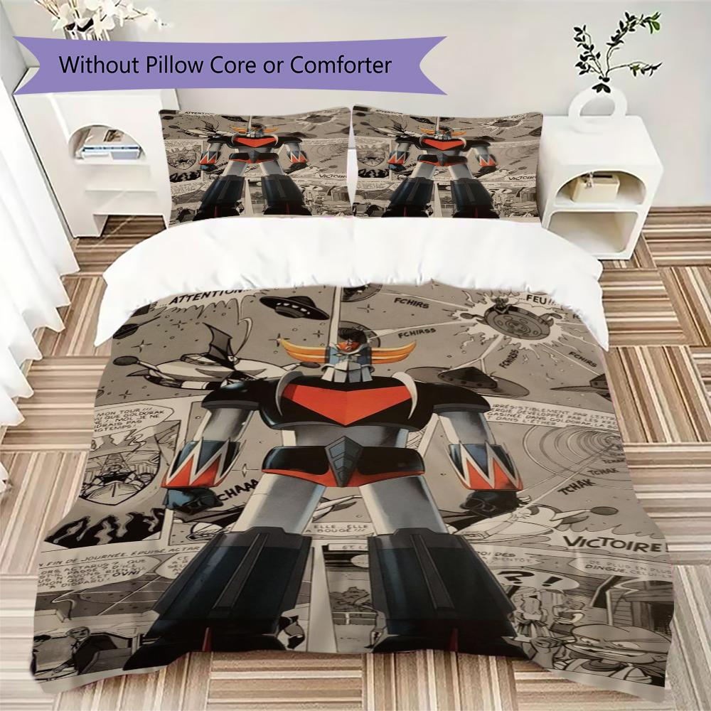 Grendizer Goldorak Pattern Bedding uilt Set uilt Cover Pillowcase Home Decoration Birthday Gift (1 * duvet cover + 2 * pillowcase without core)30