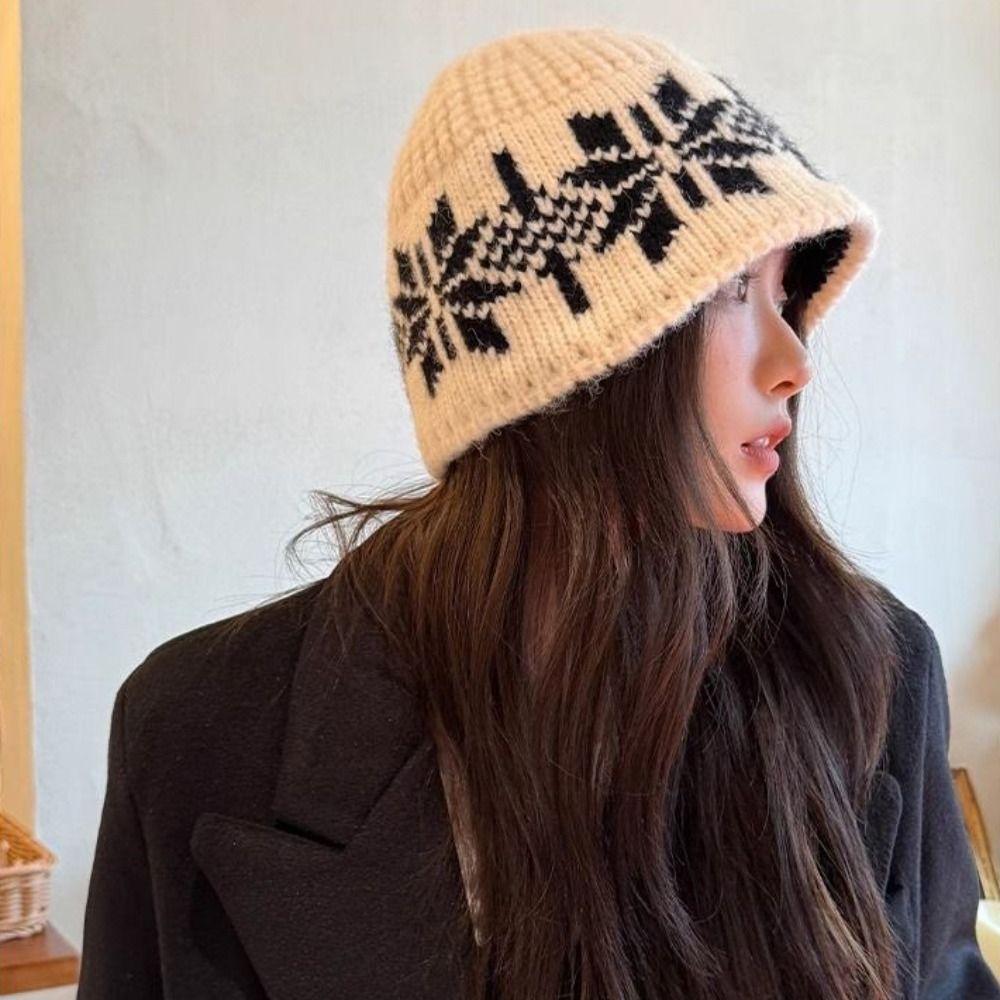 Warm Snowflake Beanies Printed Printing Knit Cap Casual Jacquard Knitted Hat  Outdoor