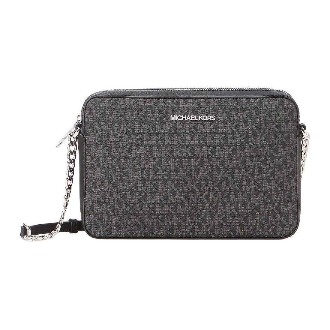 

Michael Kors MK Jet Set Long Vintage Monogram Chain Commuter Camera Bag Women Shoulder Bag Black 35F8STTC3B-BLACK Basic Set (Bag+Dust Bag)