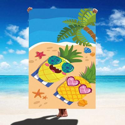 Motif Mignon d'Ananas Se Relaxant sur la Plage Protection Solaire et Coupe-Vent Convient pour Piscine Camping Voyage Couverture