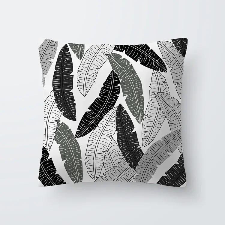 Heimdekoration Nordisch Tropisch Schwarz und Weiß Pflanzen Geometrie Druck Polyester Kissen Kissen Kissen