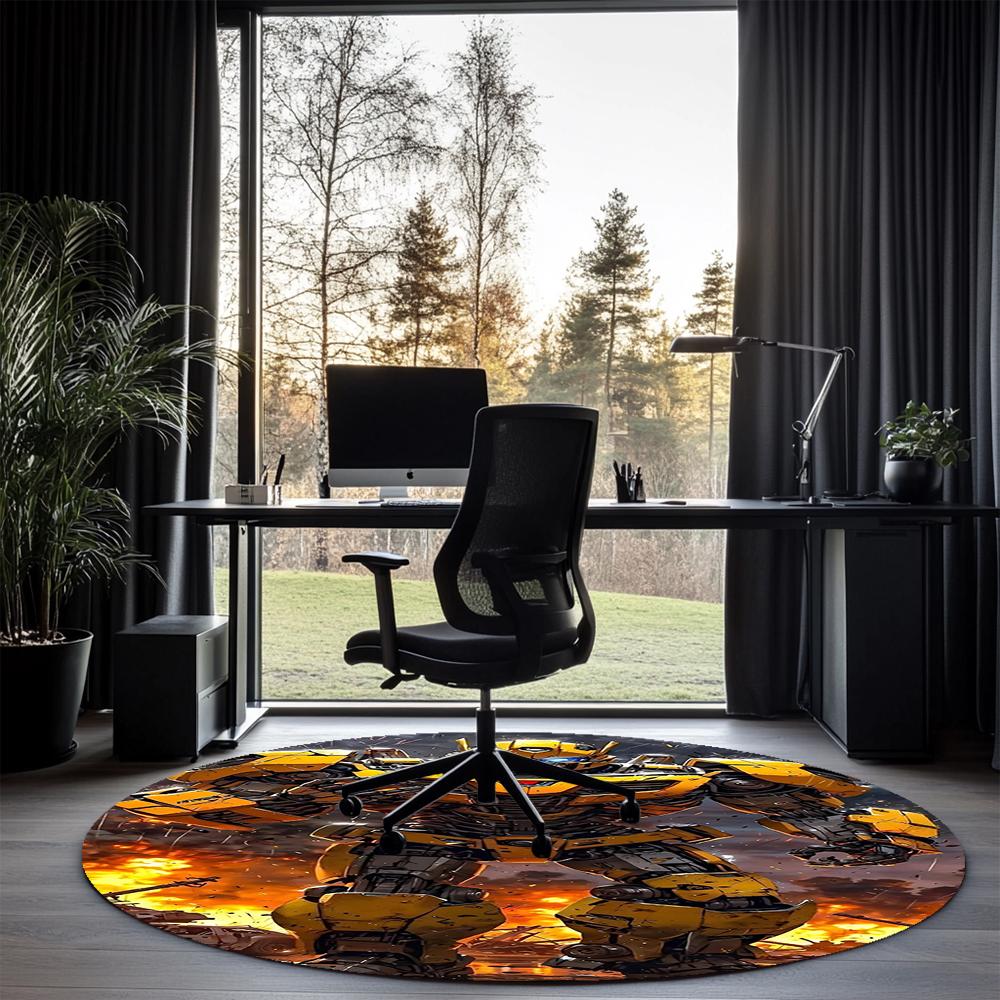 Transformers Printed Round Rug Carpet Chair Rug Area Rug Entryway Doormats,for Office Chair Living Room Bedroom Kitchen Room.