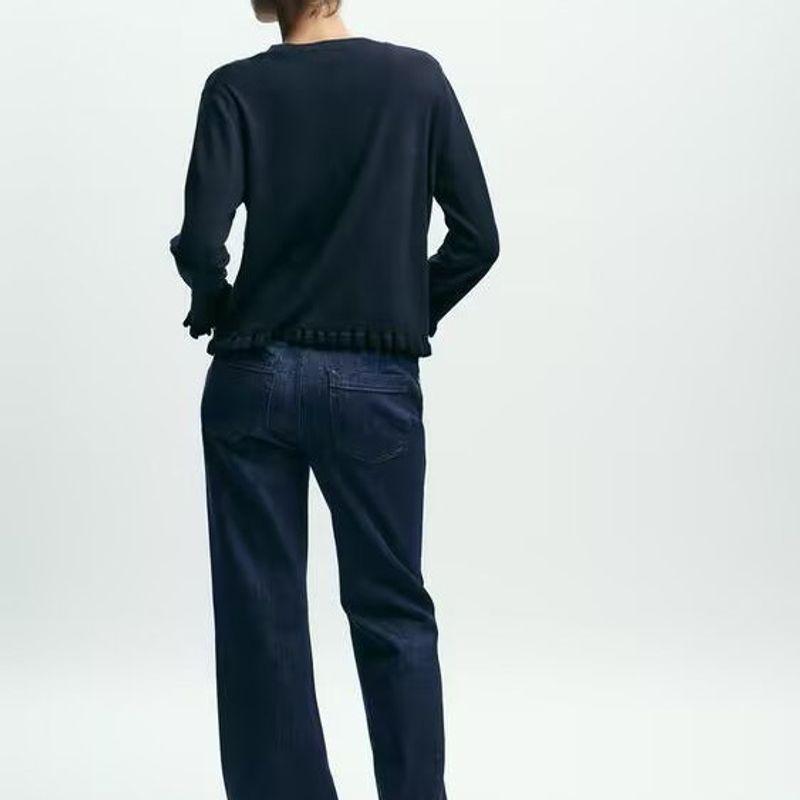 ZA New arrival women's clothing ZR Fashion wind Export Fashion laminated decorative round neck Long sleeves Knitting Outwear 3433100