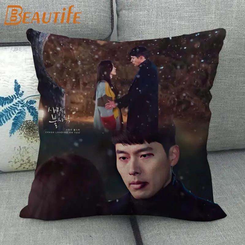 Custom Crash Landing On You Hyun Bin KPOP Pillowcase 45X45cm Wedding Decorative Eco-Friendly Cotton Linen Fabric Pillow Case