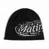 Matin Kim Letter Knit Beanie Hat Unisex Streetwear Winter Cap Men Women Trendy Korean Fashion Cold Weather Accessory
