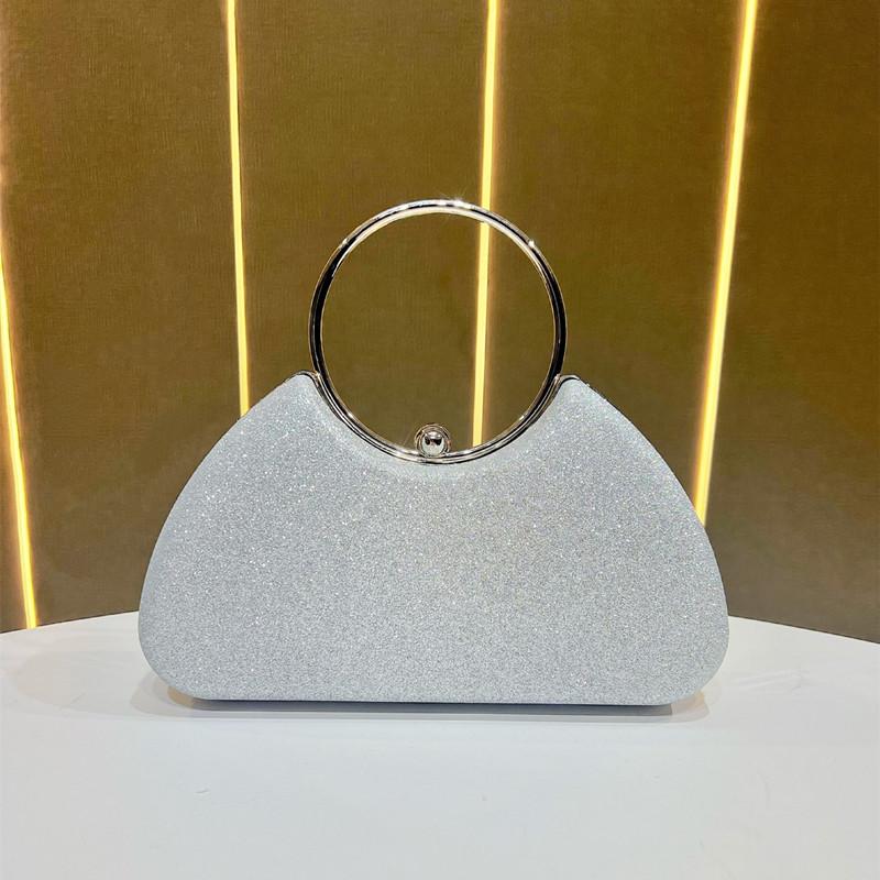 2025 Luxury Shiny Rhinestone Evening Clutch Bag High End Trendy Full Diamond Metal Handle Handbag Women Wedding Dinner Dress Bag