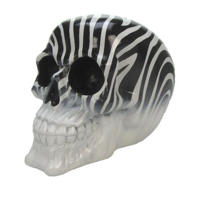 [A2661] - Resin Figurine 'Skull' Black White (zebra) - 15x12x10cm