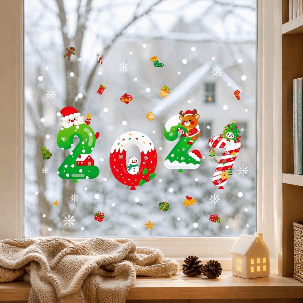 Removable Static 2027 Static Cling Decal DIY Xmas Party Door Stickers  Window Decoration