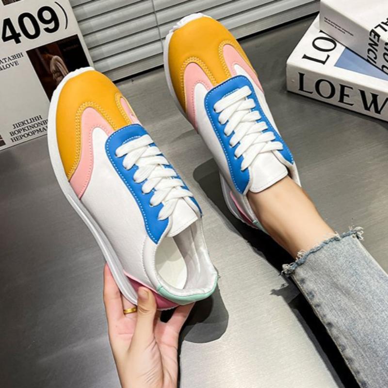 Women's Shoes, Women's Sneakers, Student Shoes, White Shoes, Low-top Round-toe Lace-up Casual Shoes