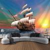 Navigation Landschaft Wandteppich Retro Piratenschiff Kunst Wandbehang Fantasy Bohmische Ästhetik Dekoration Raum Kunst Wanddekoration