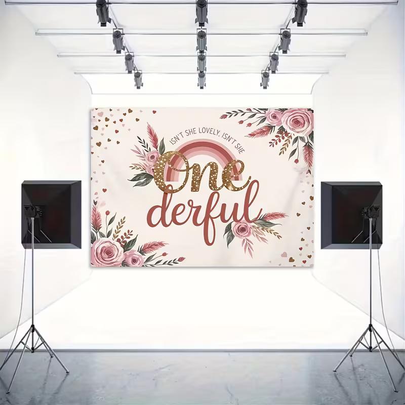 2D Onederful 1. Geburtstag Mädchen Fotografie Hintergrund
