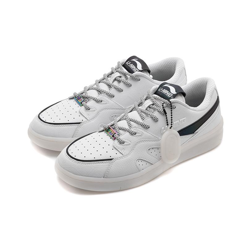 Li Ning 937 Deluxe Low Fog City Trend Ammortizzazione Antiscivolo Resistente all'Usura Scarpe da Basket Retro Basse Sneaker da Uomo Bianco Nero AGBR099-2
