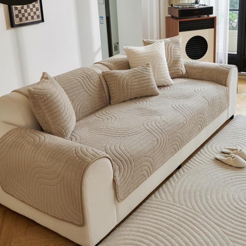 1pcs Solid Color Sofa Cover Anti Slip Scratch Resistant Couch Cushion Living Room Dust-proof Wear Resistant Furniture Protector
