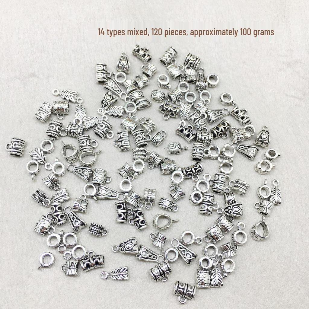 Smíšené 120 tibetské stříbrné slitiny šperkových spojek: Trojcestné distanční korálky pro náramky, náhrdelníky, přívěsky a prsteny