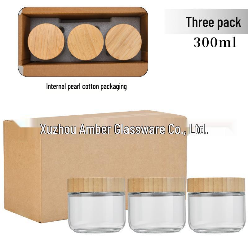 Large Glass Storage Jar with Bamboo Lid, Cereal & Yogurt Container, Sealed Oatmeal Cup