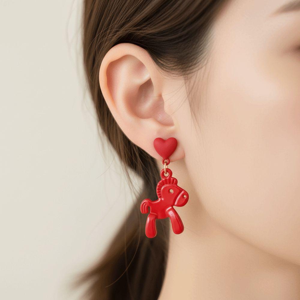 Fashion Jewelry Chinese Style Pony Earrings Heart Star Horse Drop Earrings Gift
